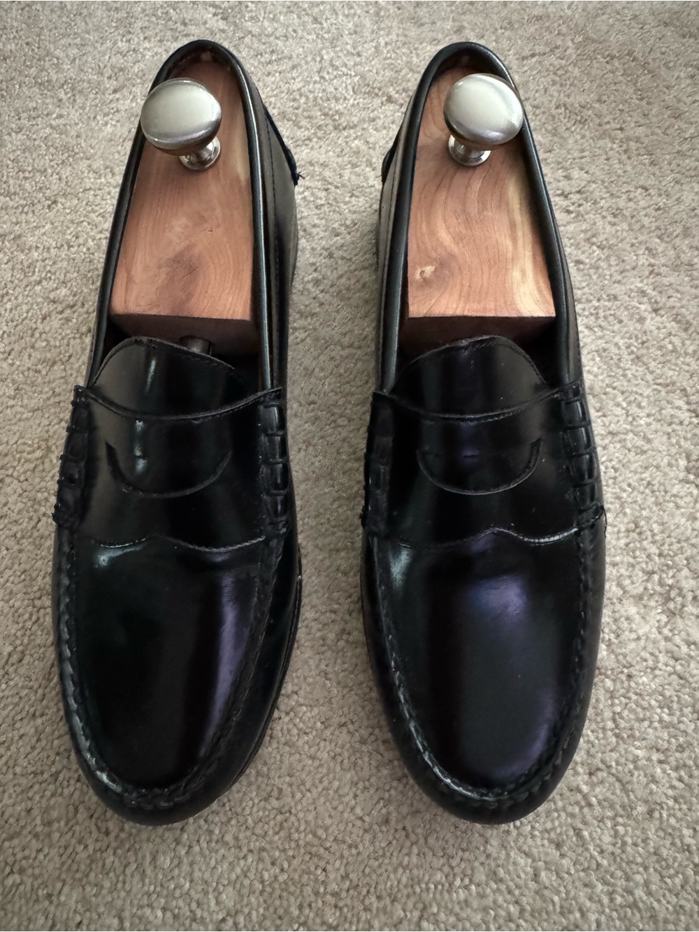Johnston & Murphy Black Leather Penny Loafers
